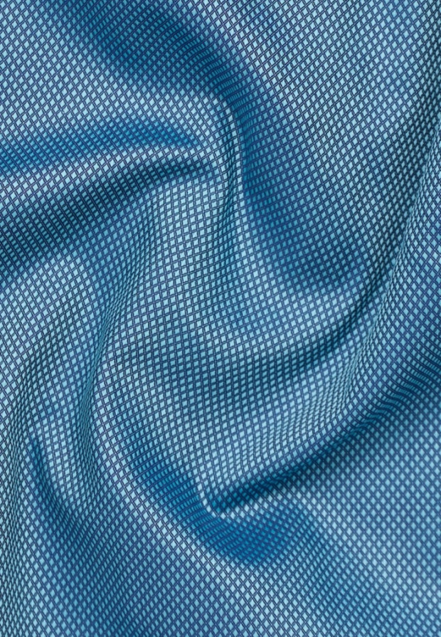 eterna vasalásmentes duplán karcsúsított férfi ing kék-türkizkék anyagában mintás - anyag