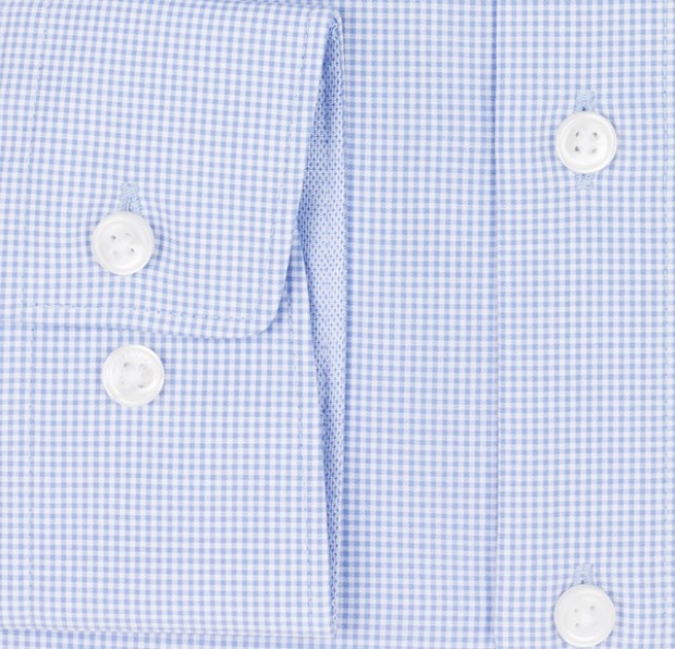 OLYMP vasalásmentes férfi ing karcsúsított kék kockás - mandzsetta