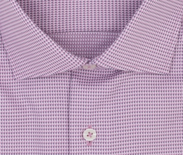 eterna vasalásmentes duplán karcsúsított férfi ing rózsaszín-szürke anyagában mintás - gallér