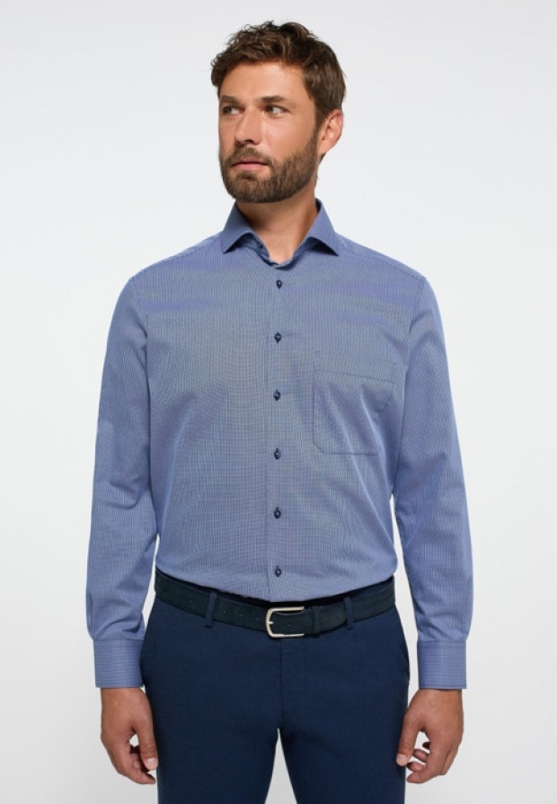 eterna vasalásmentes férfi ing kék-sötétkék apró mintás - modell