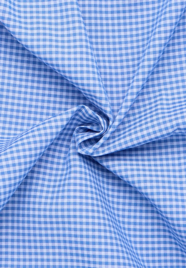 eterna vasalásmentes férfi ing rövid ujjú kék-világoskék kockás - anyag