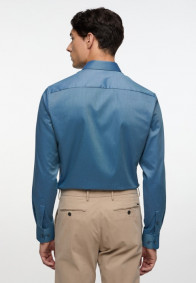 eterna vasalásmentes duplán karcsúsított férfi ing kék-türkizkék anyagában mintás - hát
